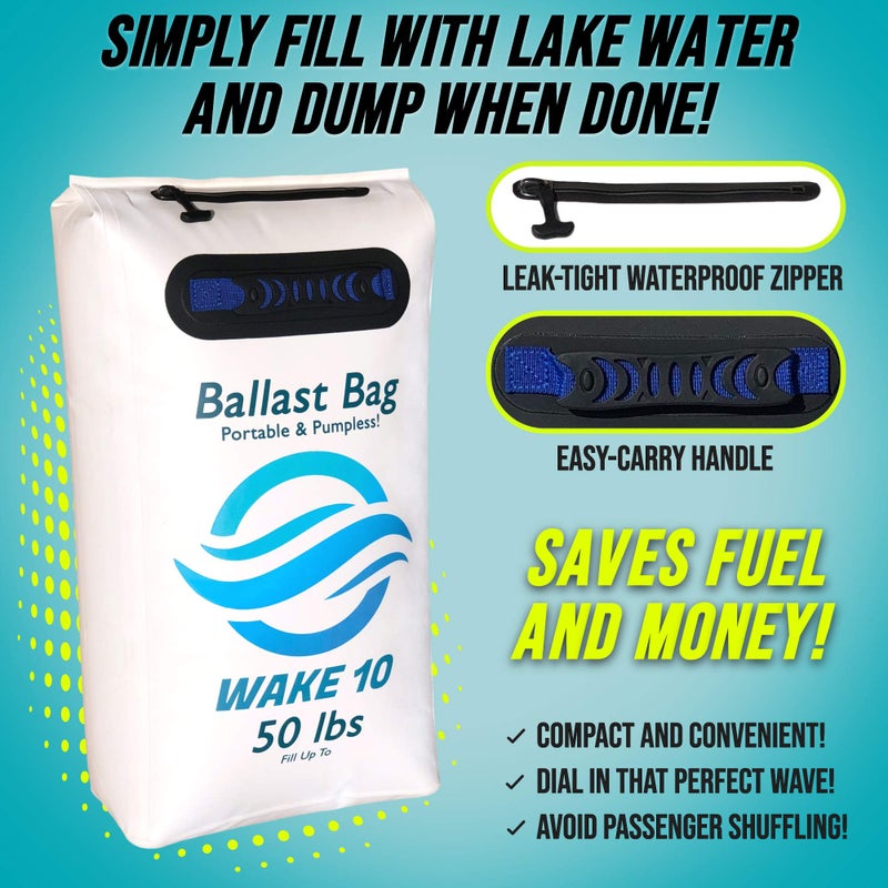 WAKE 10 Boat Ballast Bag - Portable and Pumpless - 50 lb. - Wakesurfing and Wakeboarding - Image 3